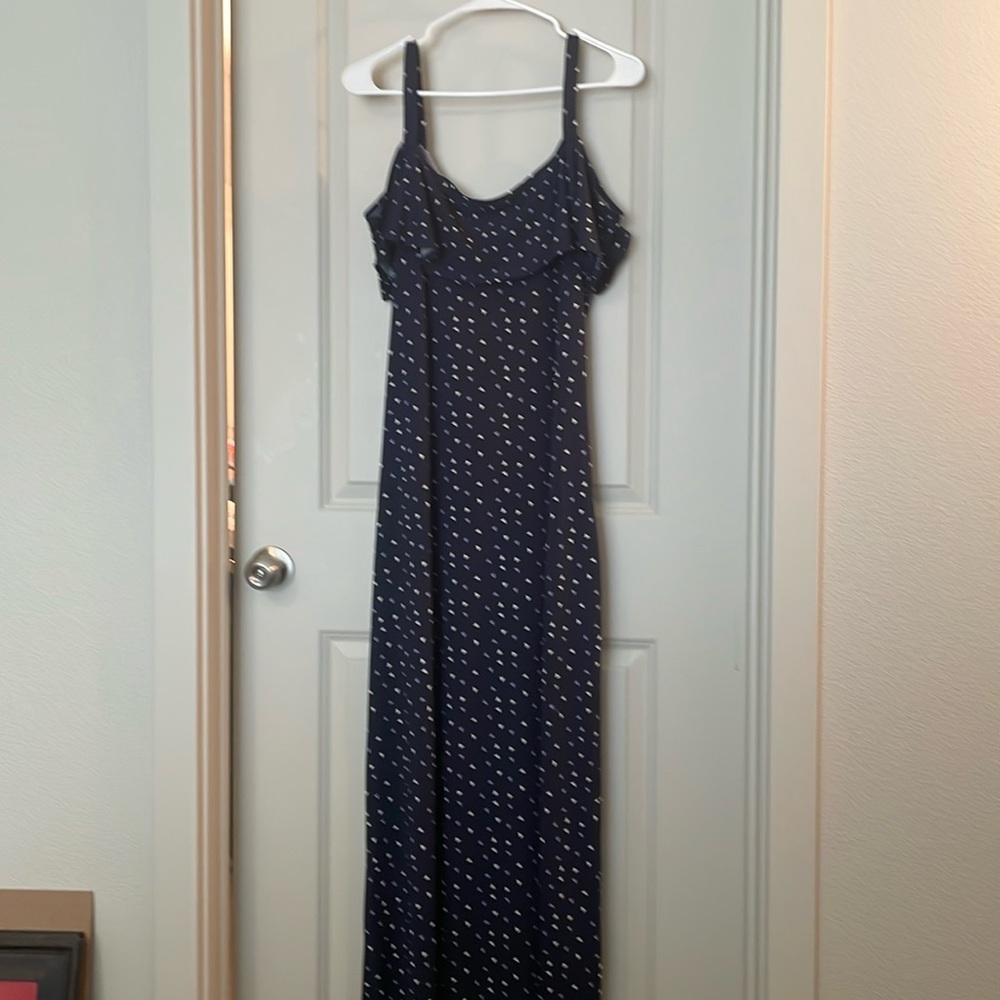 Nina Leonard cold shoulder maxi dress.